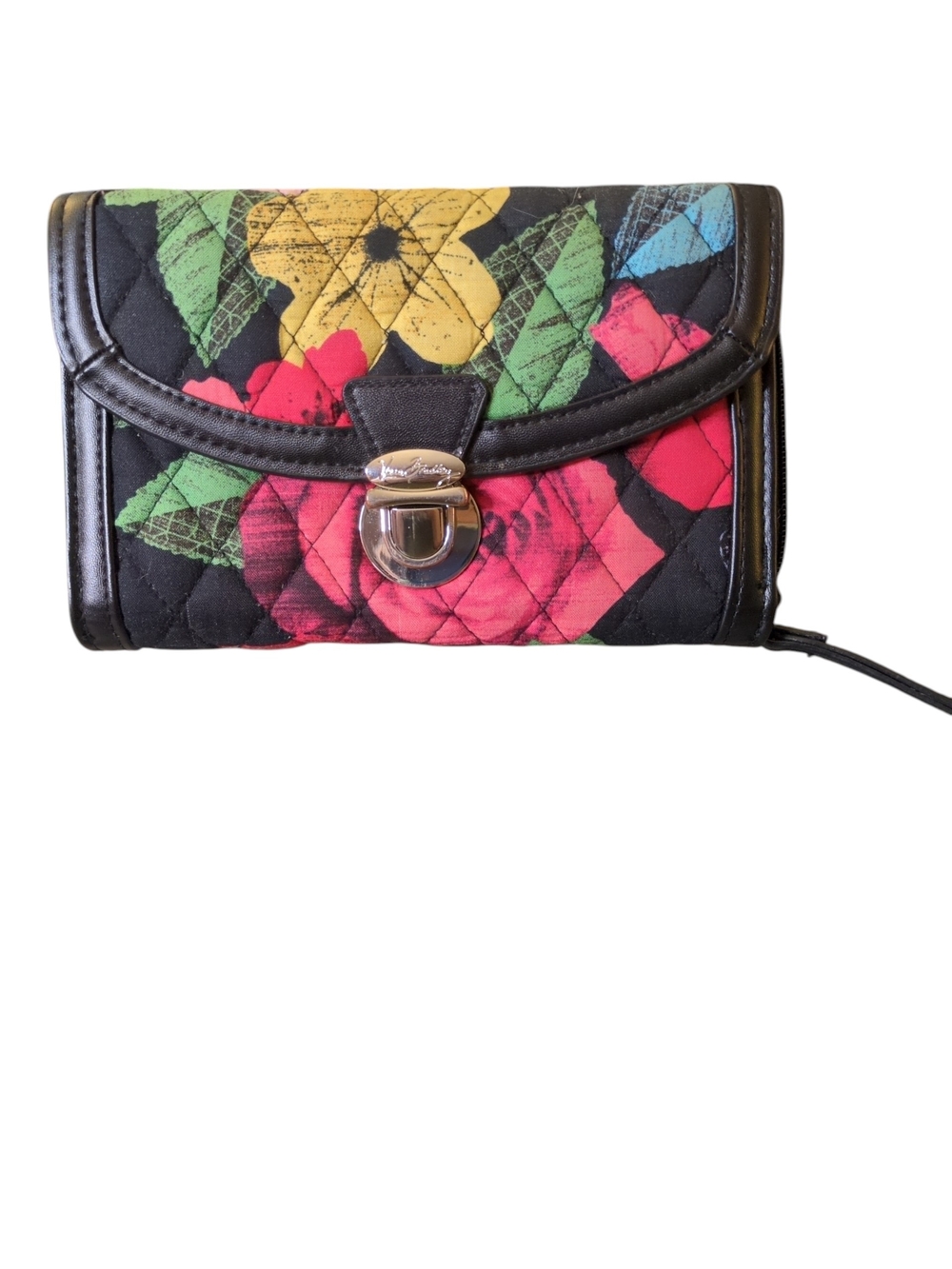Vera Bradley Quilted Floral Crossbody Wallet - Black Multi